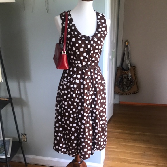 Mlle Gabrielle Dresses & Skirts - {Mlle Gabrielle} retro brown white cotton dress